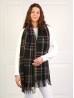 Plaid Patterned Blanket Scarf with Fringe